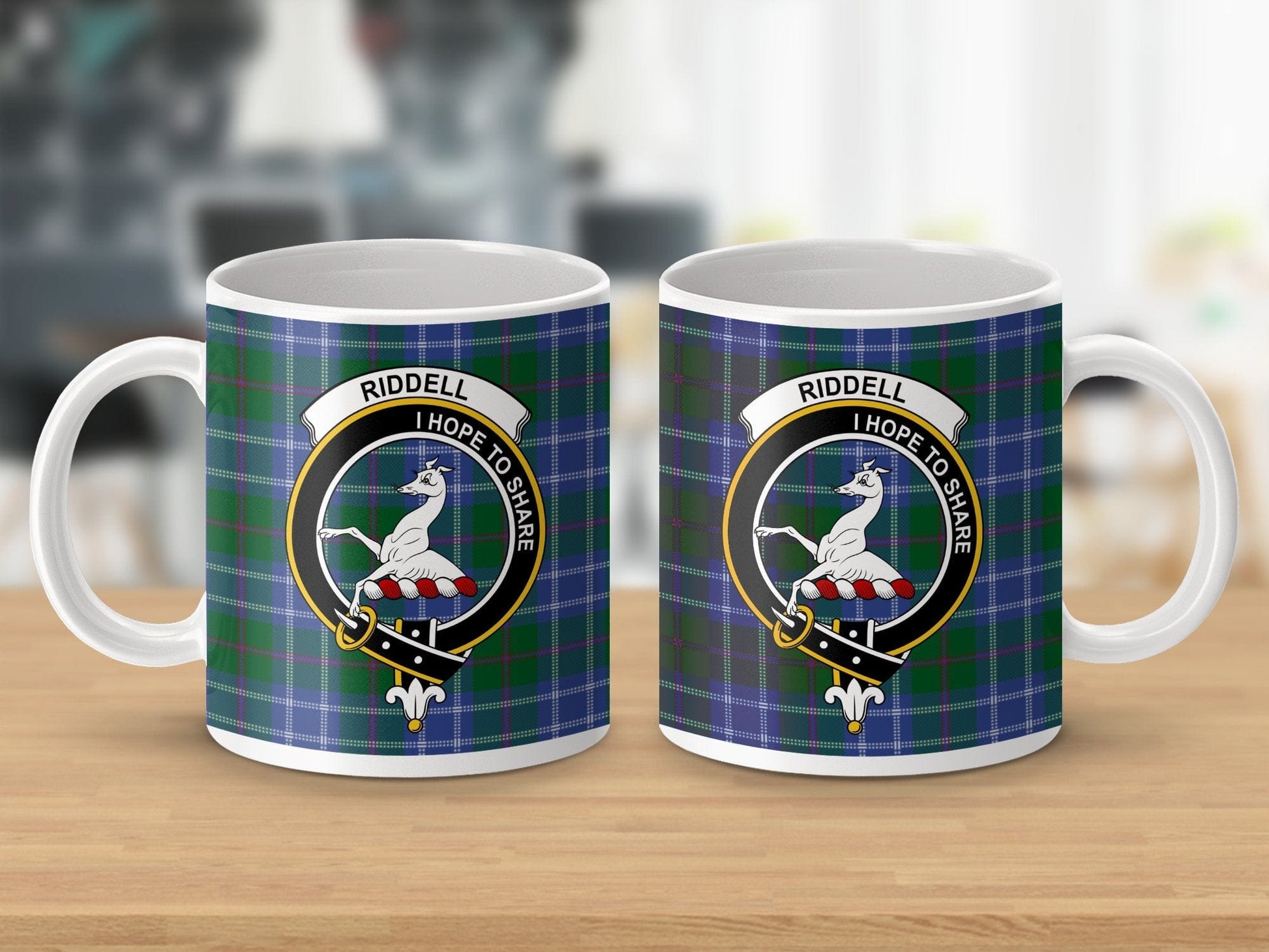 Physical Item Riddell Clan Crest Tartan Scottish Mug