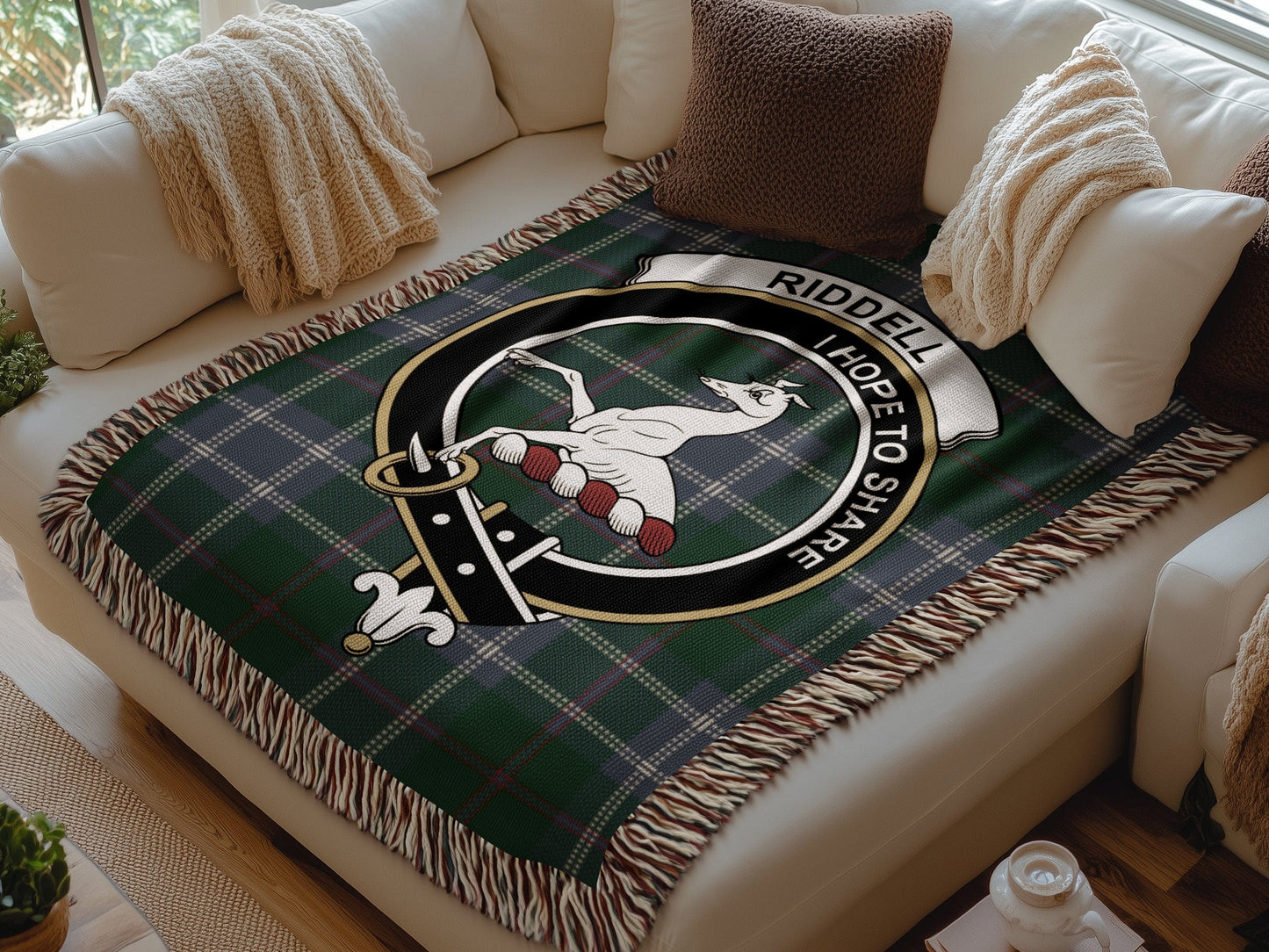 Physical Item Riddell Clan Scottish Tartan Woven Blanket