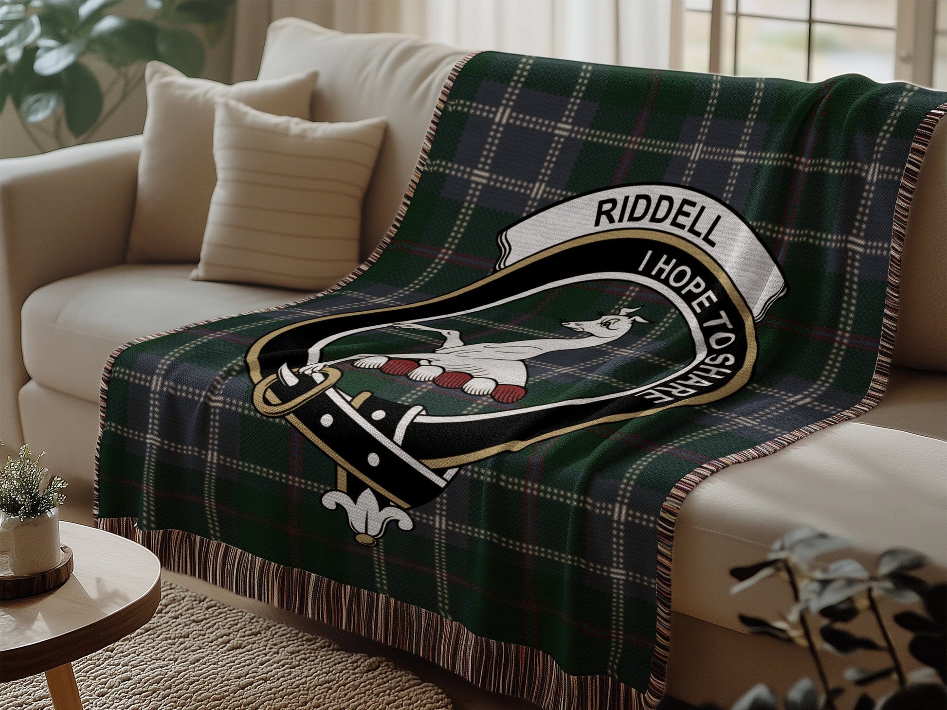 Physical Item Riddell Clan Scottish Tartan Woven Blanket