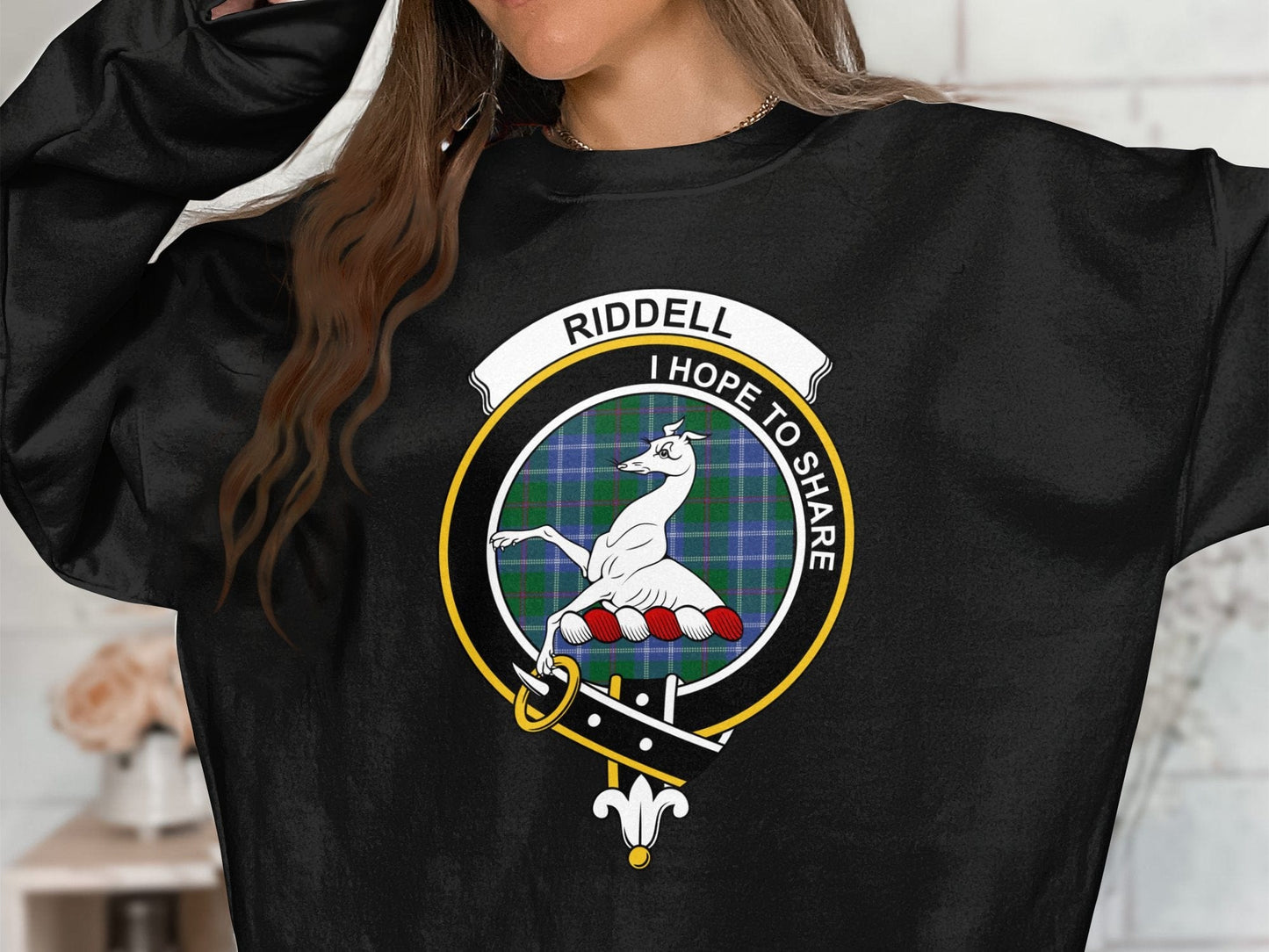 Physical Item Riddell Scottish Clan Crest Tartan long sleeve tee sweatshirt hoodie