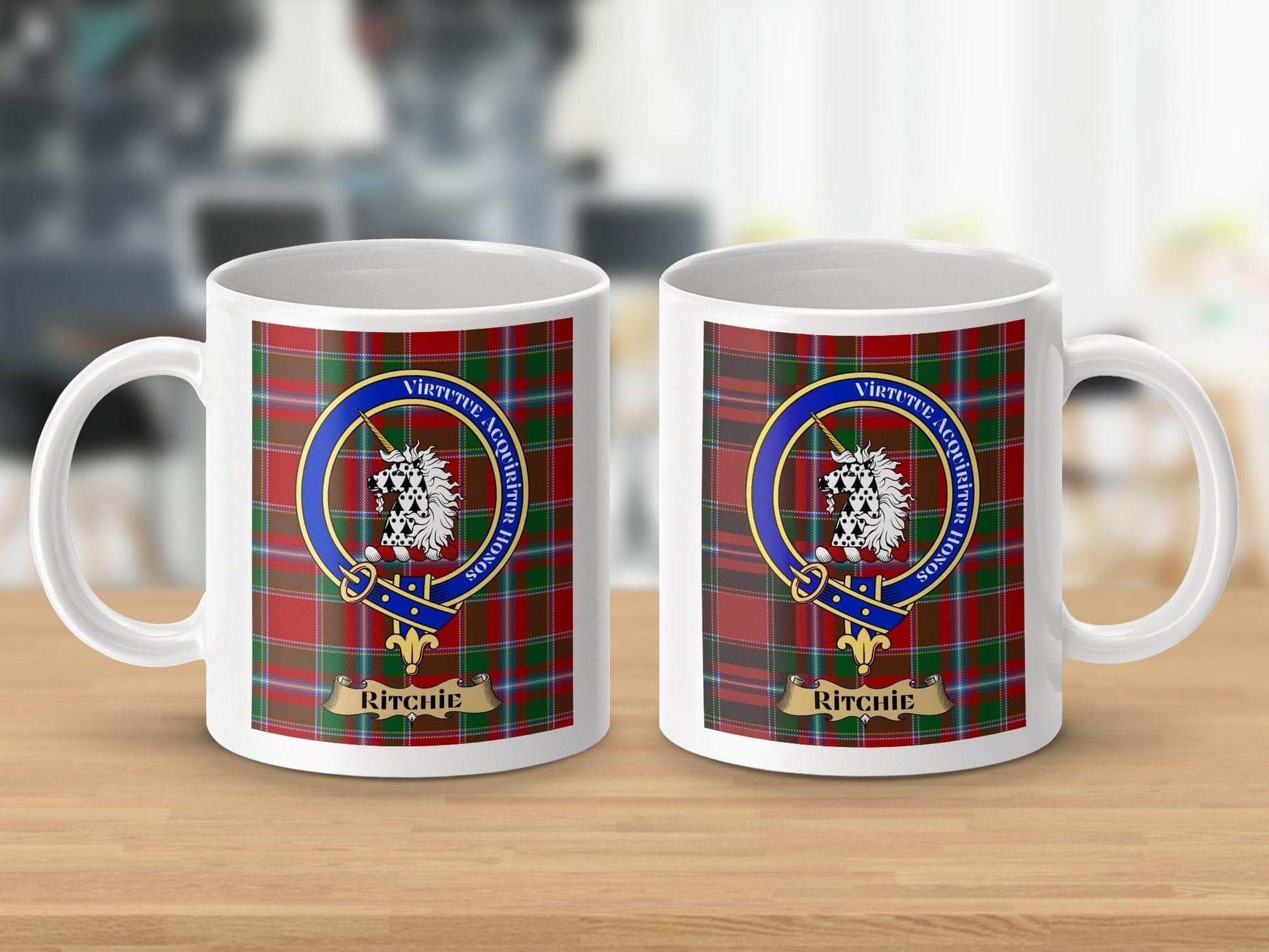 Ritchie Clan Scottish Tartan Crest Mug - Celtic Ancestry Gifts