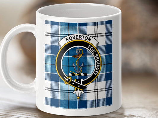 Physical Item Roberton Clan Scottish Tartan Crest Mugs