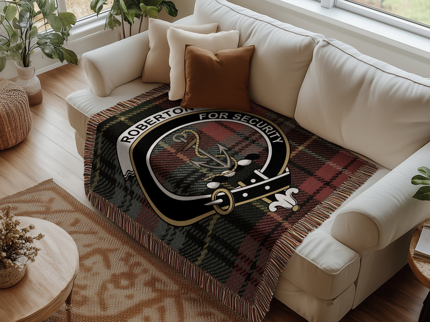 Physical Item Roberton Clan Scottish Tartan Woven Blanket