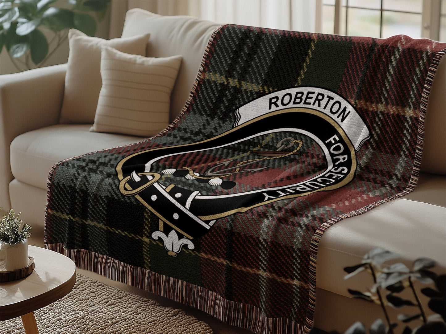 Physical Item Roberton Clan Scottish Tartan Woven Blanket