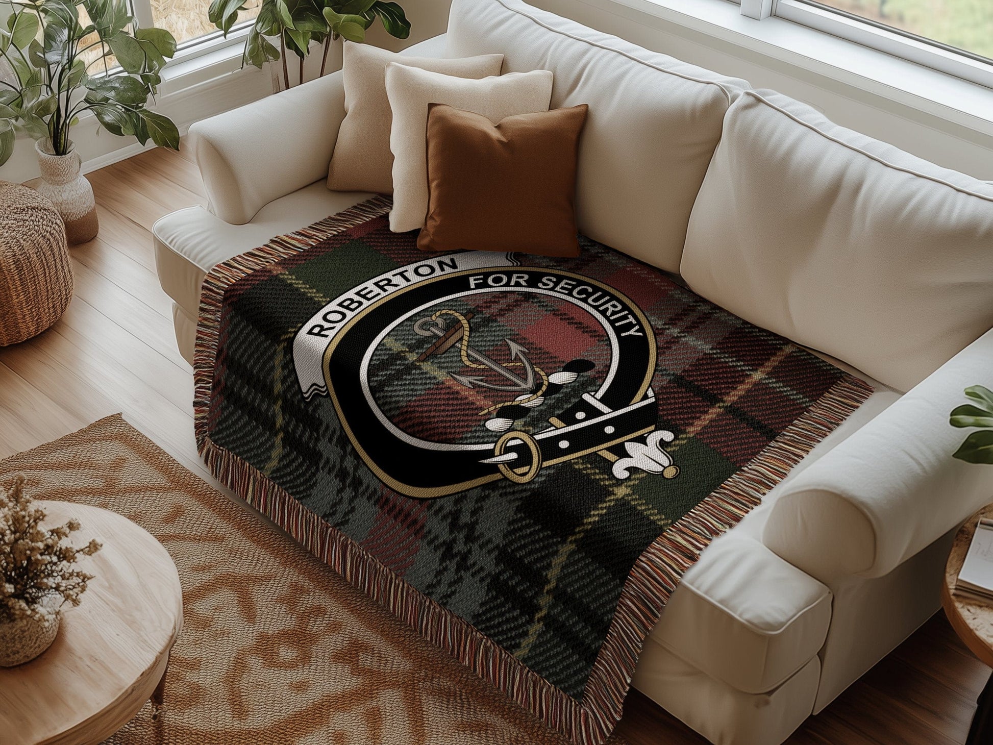 Physical Item Roberton Clan Scottish Tartan Woven Blanket