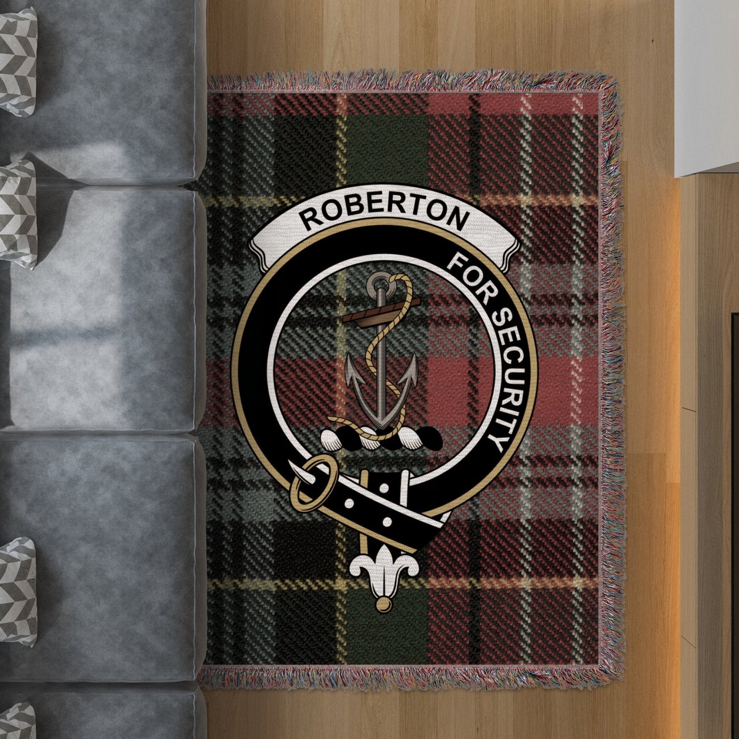 Physical Item Roberton Clan Scottish Tartan Woven Blanket