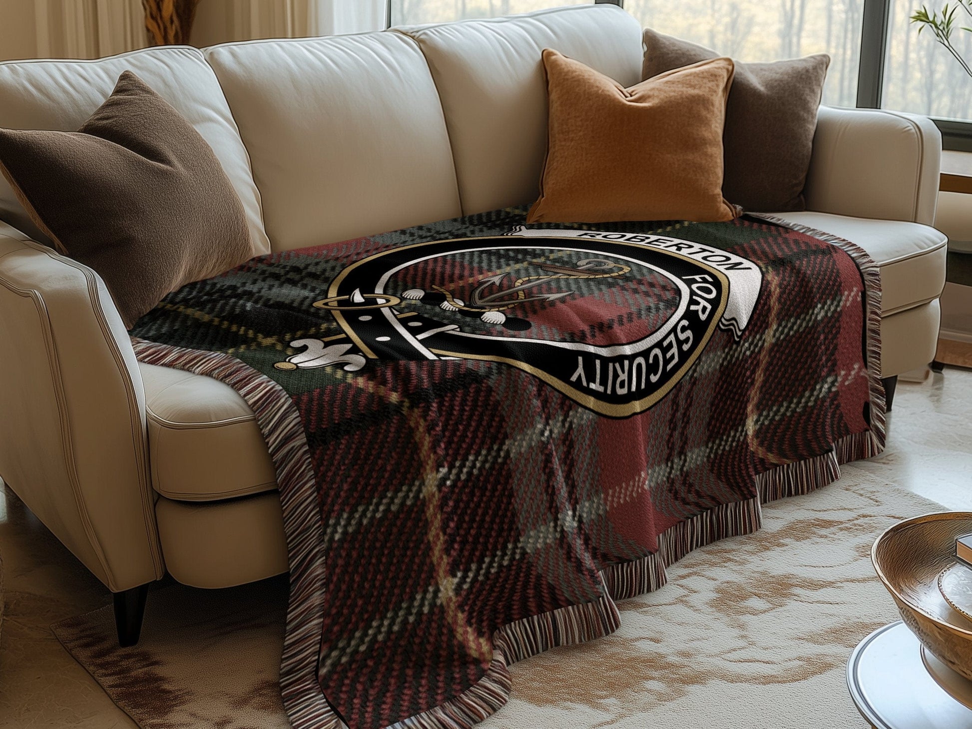 Physical Item Roberton Clan Scottish Tartan Woven Blanket