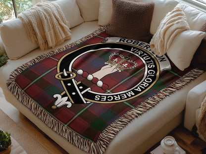 Physical Item Robertson Clan Scottish Tartan Woven Blanket