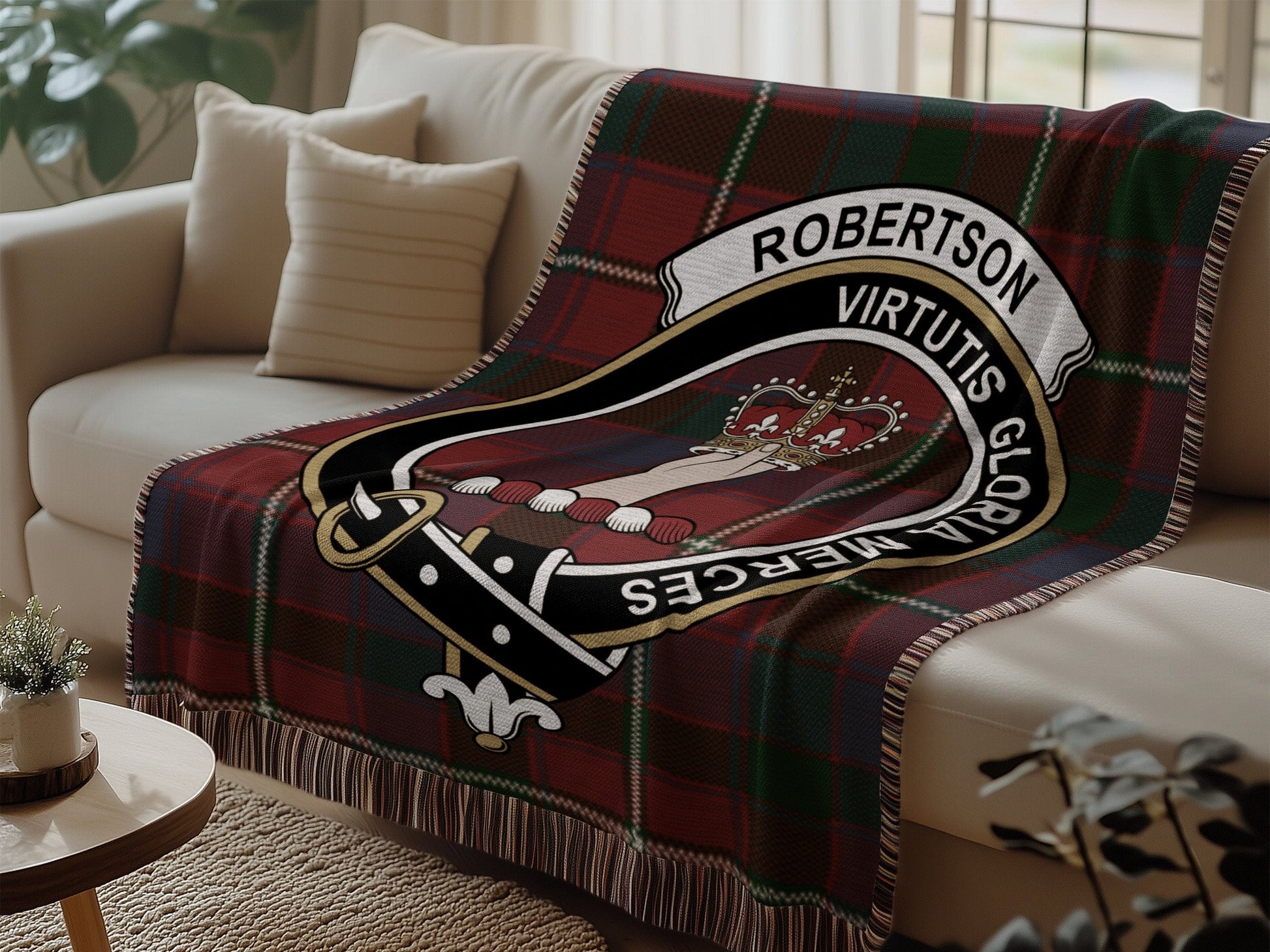 Physical Item Robertson Clan Scottish Tartan Woven Blanket