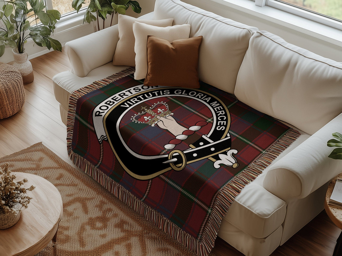 Physical Item Robertson Clan Scottish Tartan Woven Blanket