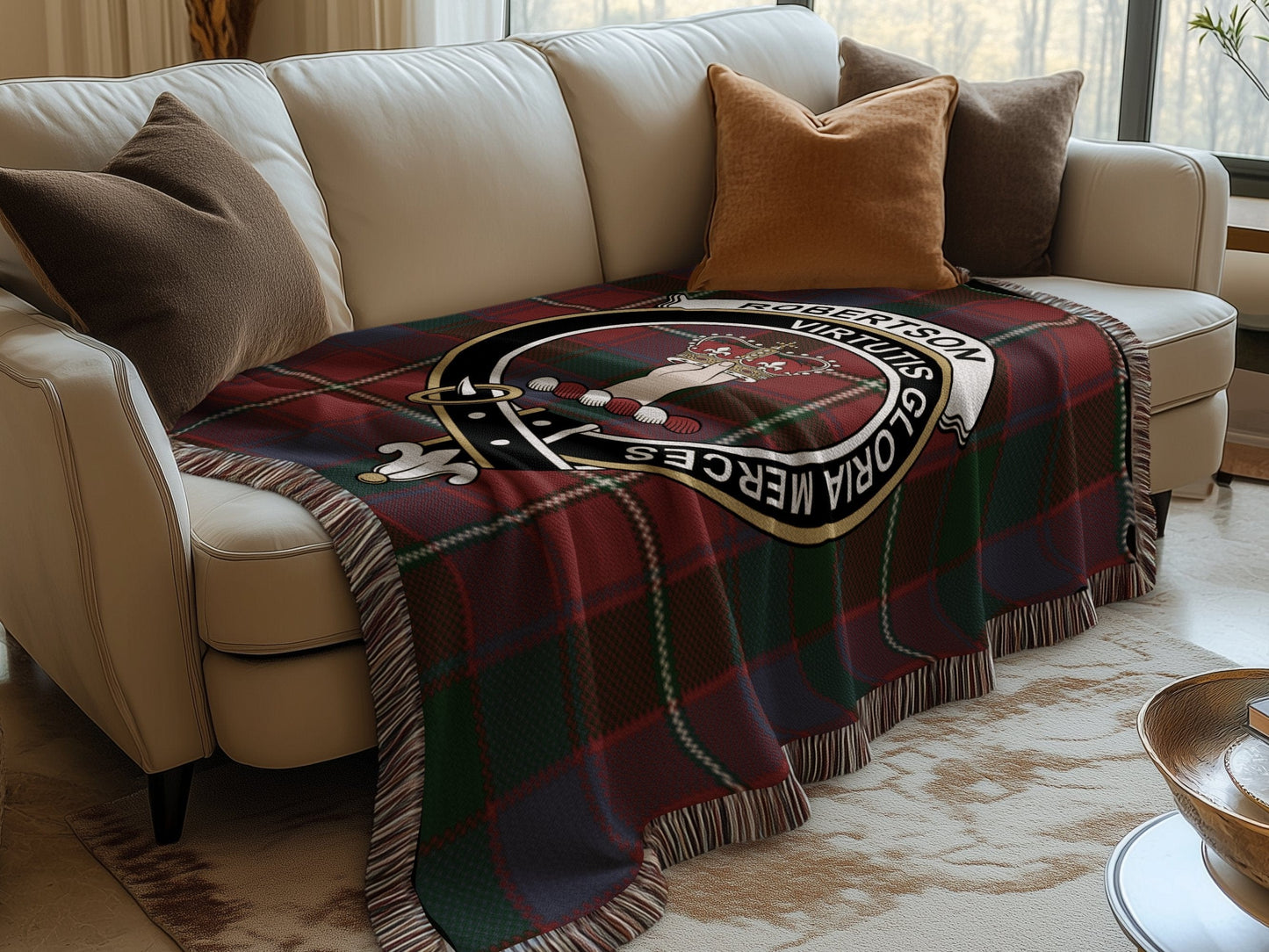 Physical Item Robertson Clan Scottish Tartan Woven Blanket