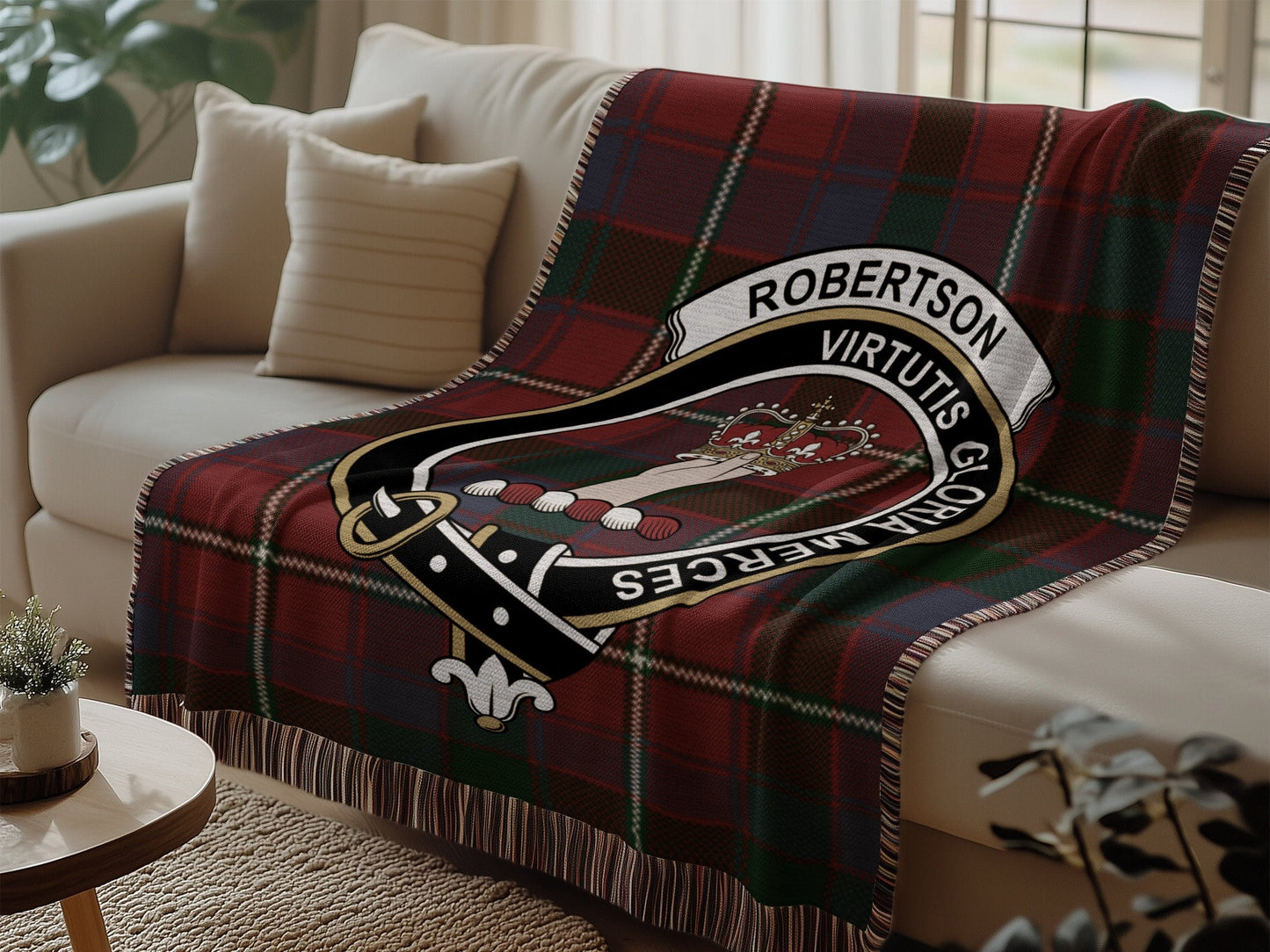 Physical Item Robertson Clan Scottish Tartan Woven Blanket