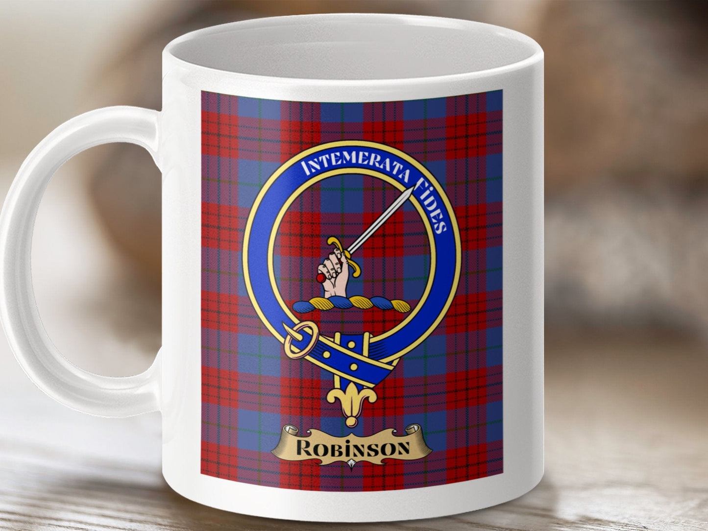 Physical Item Robinson Clan Scottish Tartan Crest Mugs