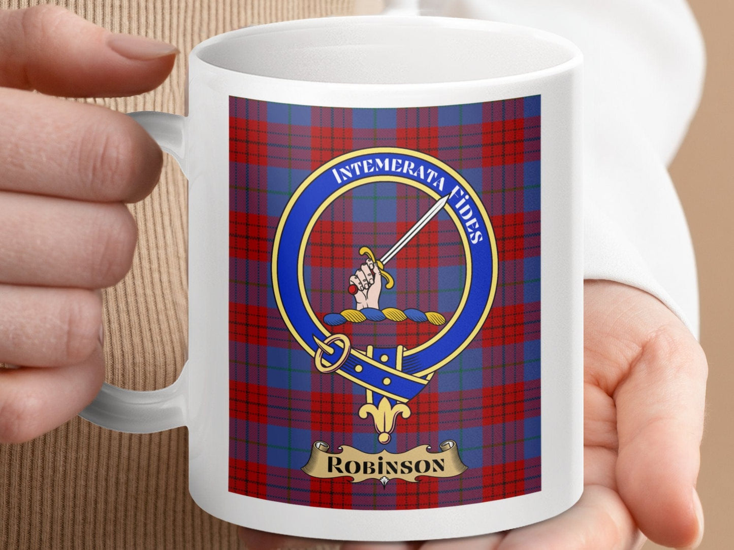 Physical Item Robinson Clan Scottish Tartan Crest Mugs