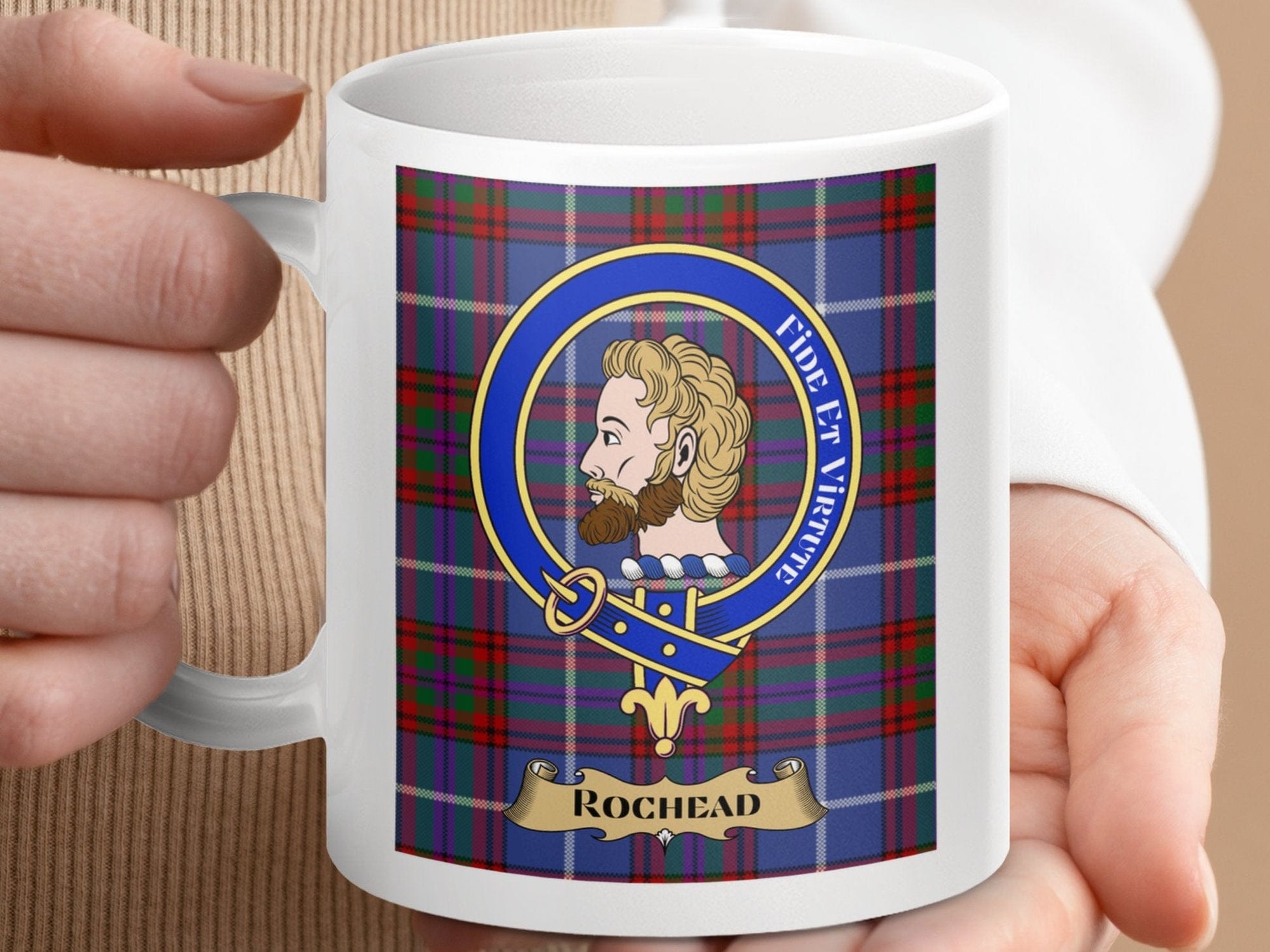 Physical Item Rocheard Clan Scottish Tartan Crest Mugs