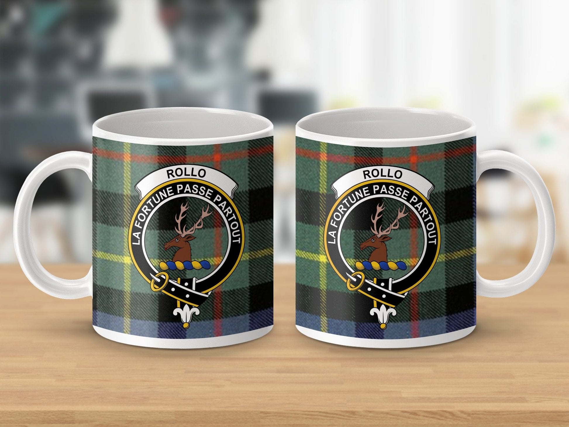 Physical Item Rollo Clan Crest Tartan Scottish Mug