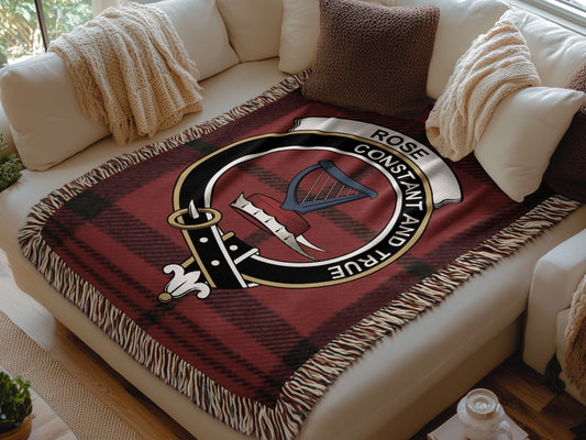 Physical Item Rose Clan Scottish Tartan Woven Blanket