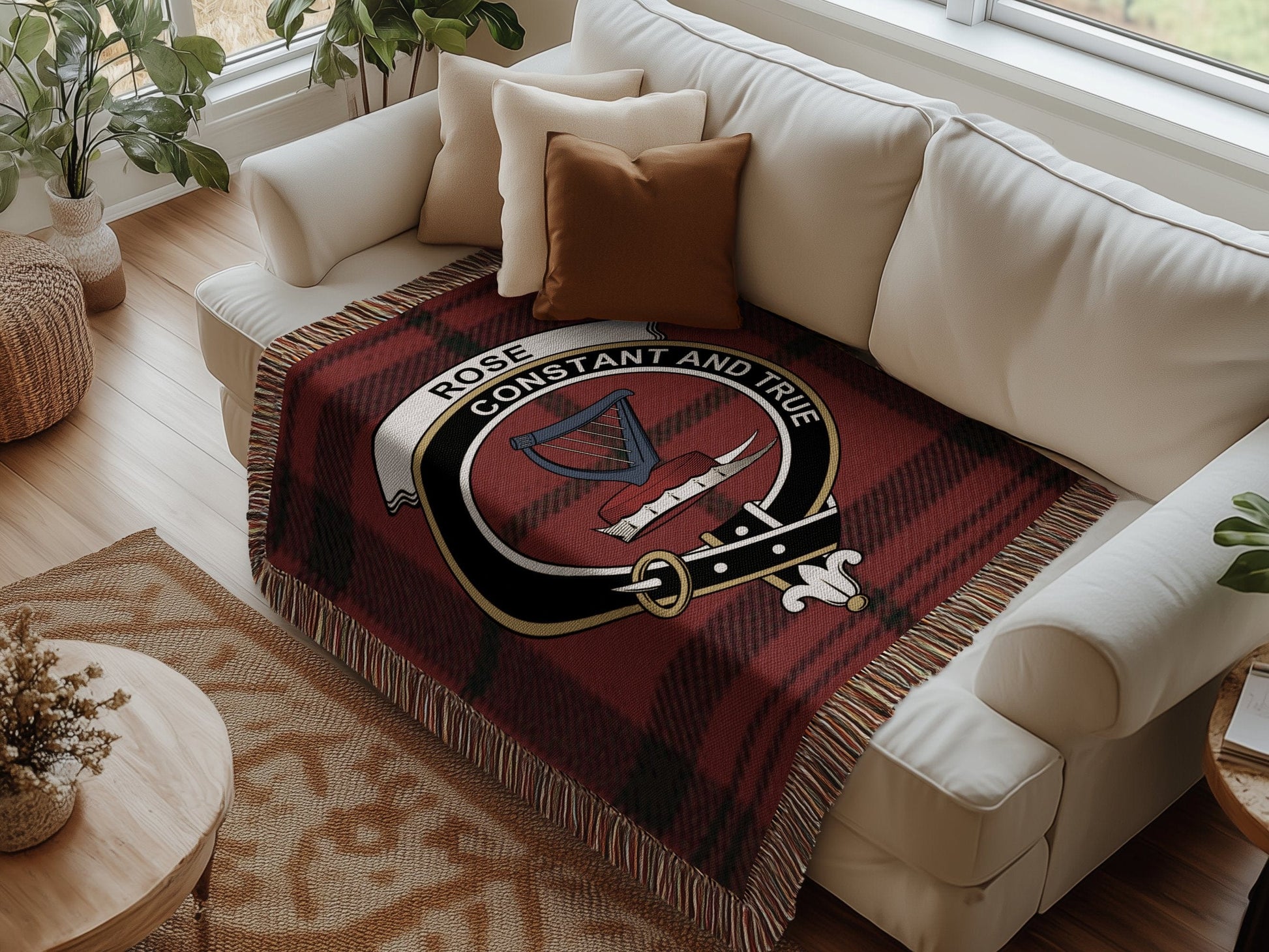 Physical Item Rose Clan Scottish Tartan Woven Blanket