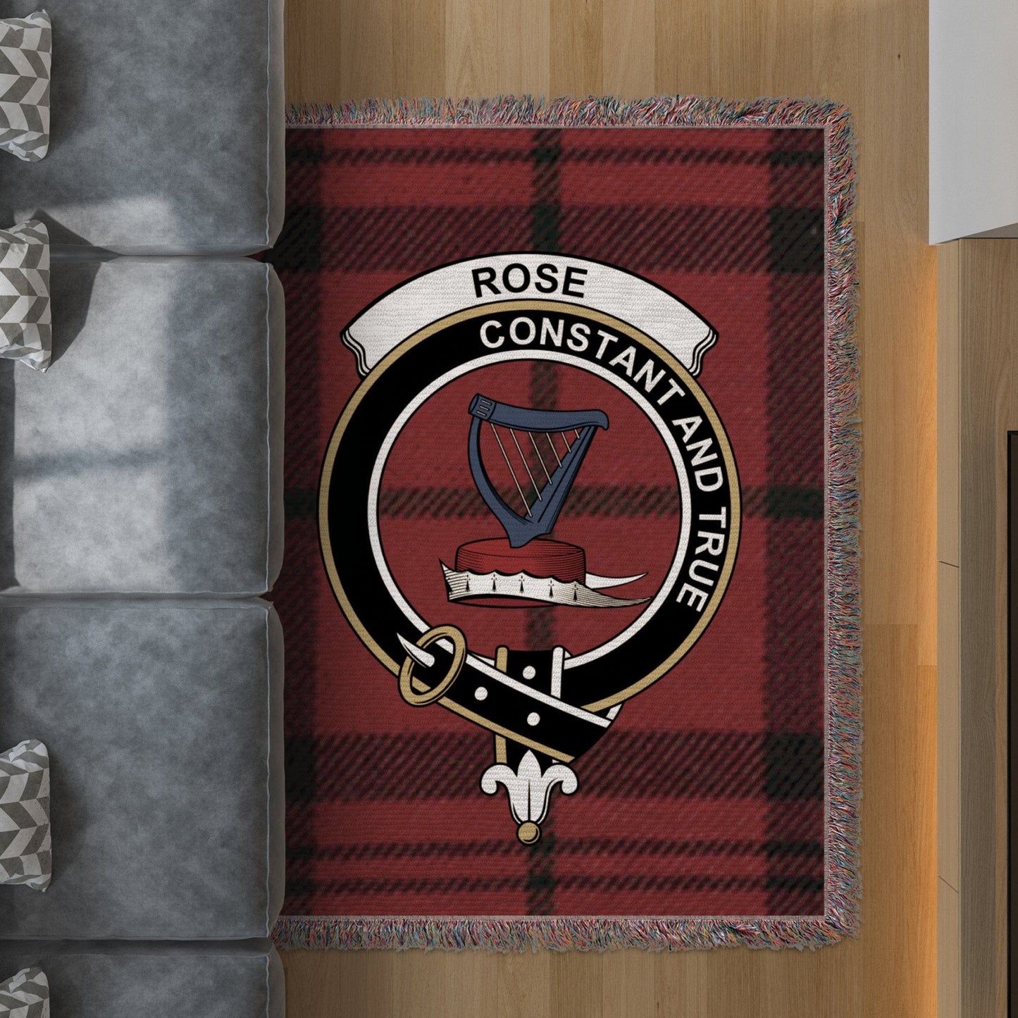 Physical Item Rose Clan Scottish Tartan Woven Blanket