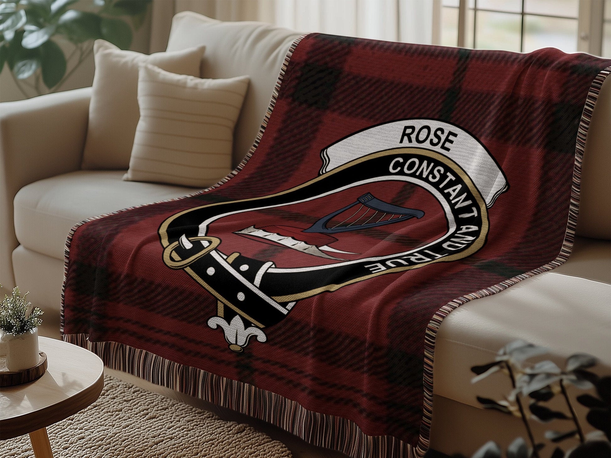 Physical Item Rose Clan Scottish Tartan Woven Blanket