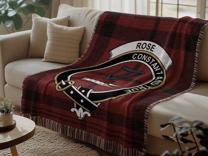 Physical Item Rose Clan Scottish Tartan Woven Blanket