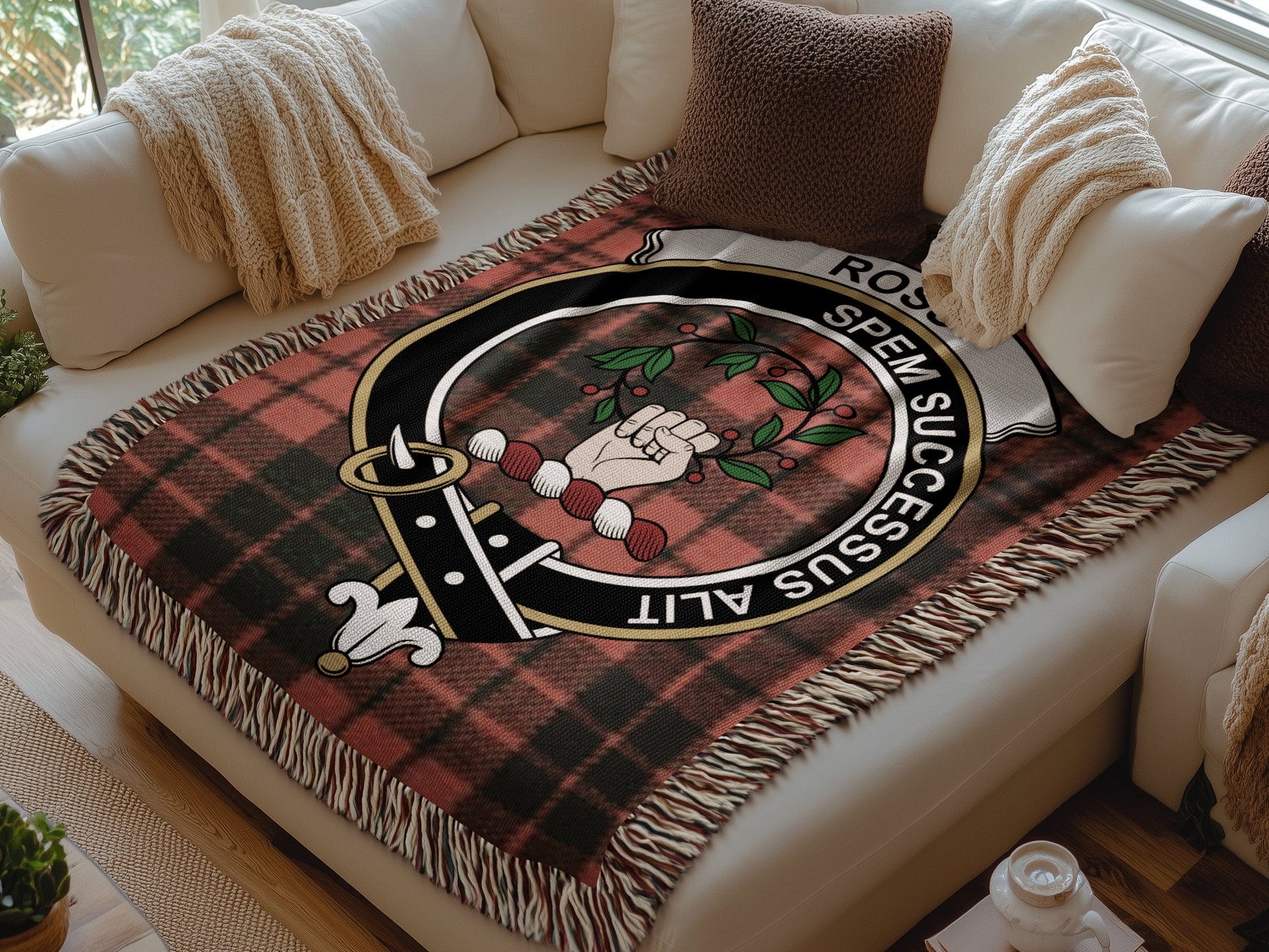 Physical Item Ross Clan Scottish Tartan Woven Blanket