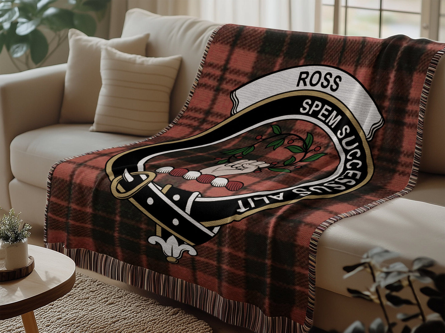 Physical Item Ross Clan Scottish Tartan Woven Blanket