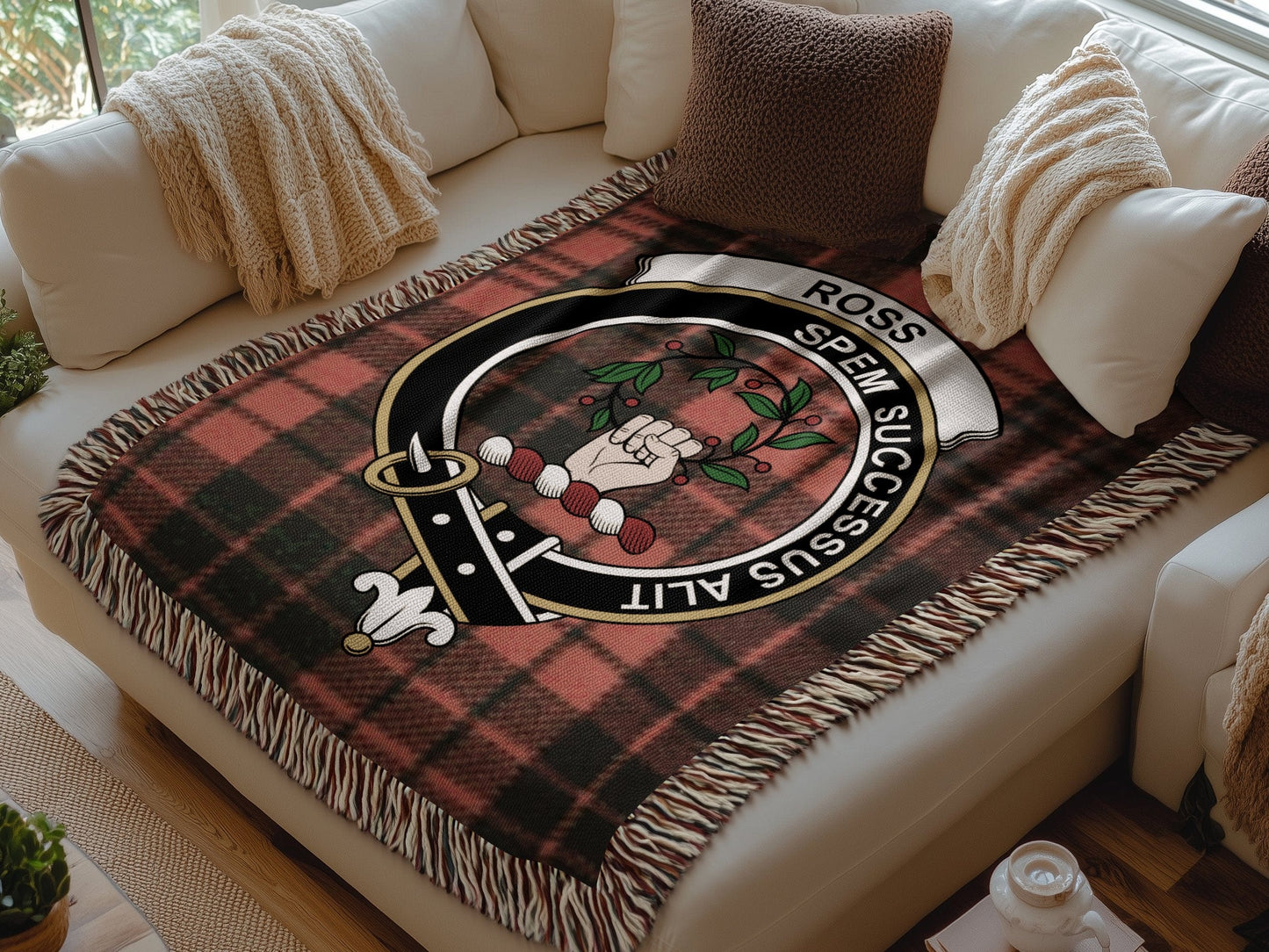 Physical Item Ross Clan Scottish Tartan woven blanket