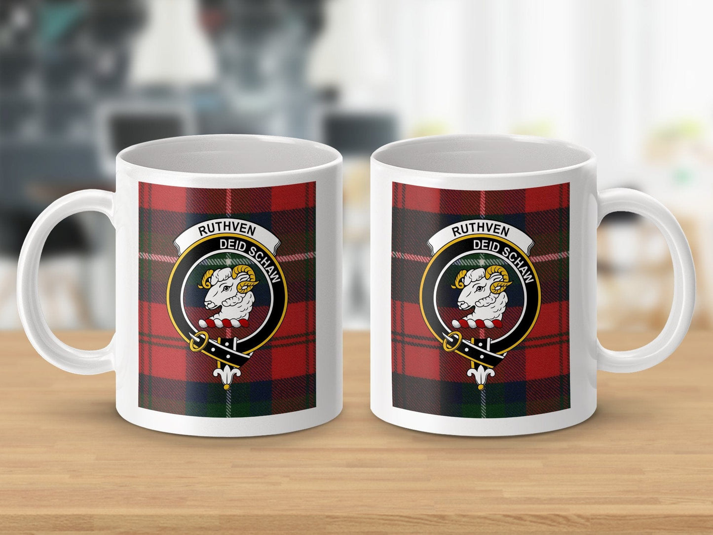 Physical Item Ruthven Clan Scottish Tartan Crest Mug