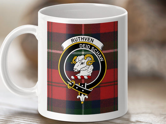 Physical Item Ruthven Clan Scottish Tartan Crest Mugs