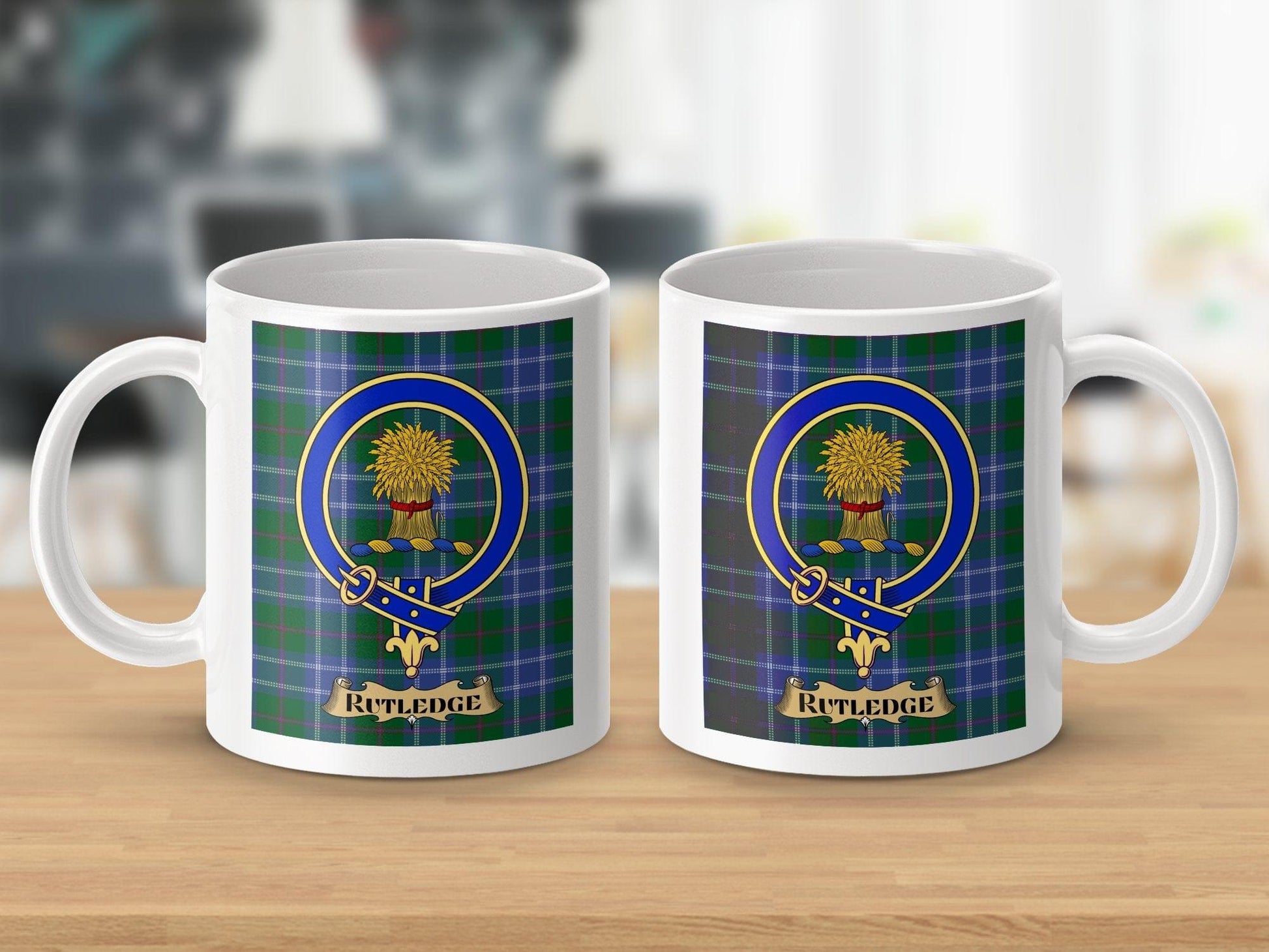 Physical Item Rutledge Clan Scottish Tartan Crest Mug