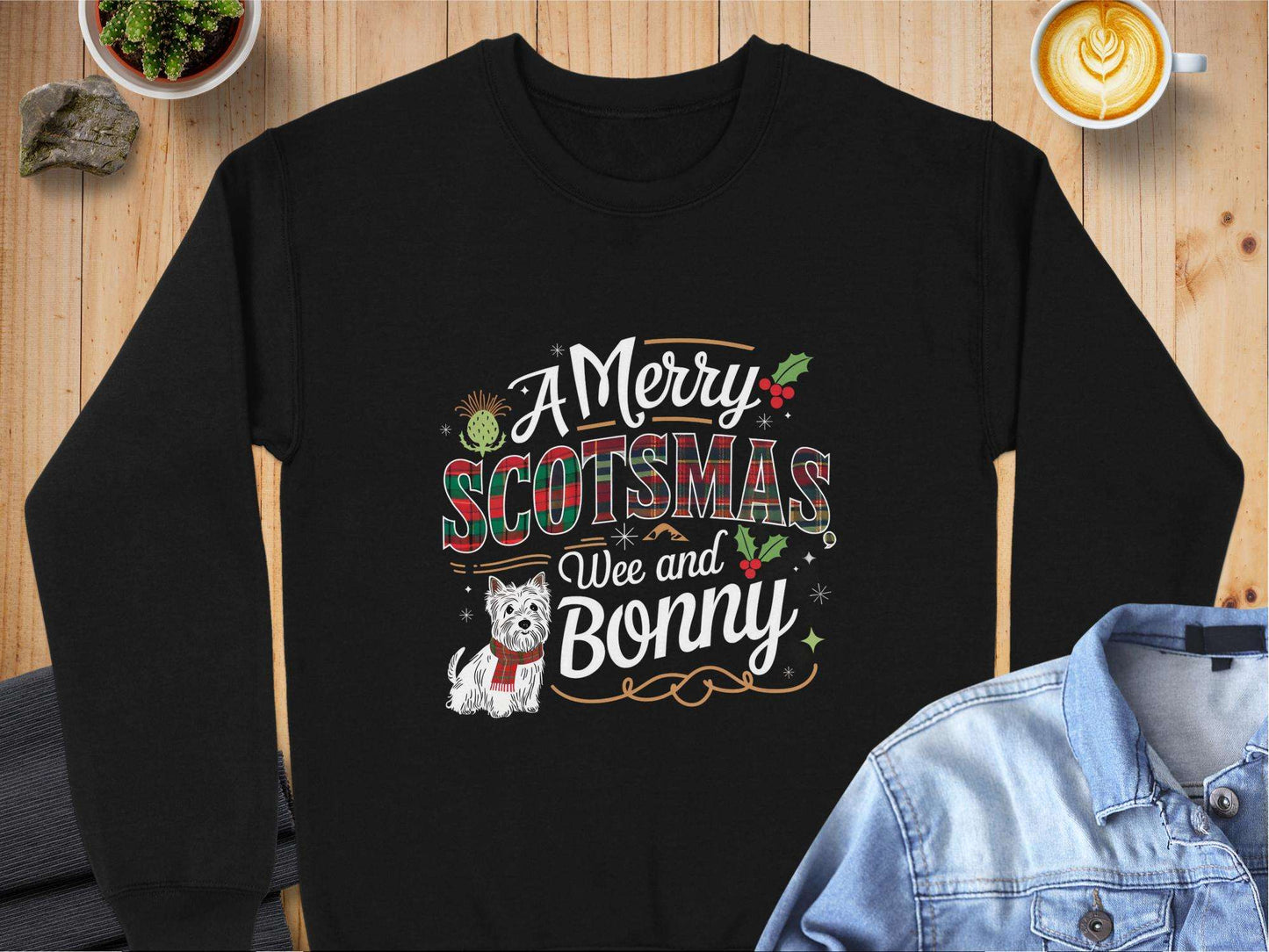 Physical Item S / Black A Merry Scotsmas Wee and Bonny Scottish Christmas Sweatshirts