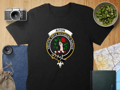 Physical Item S / Black Aiton Clan Crest Scottish Unisex T-Shirt