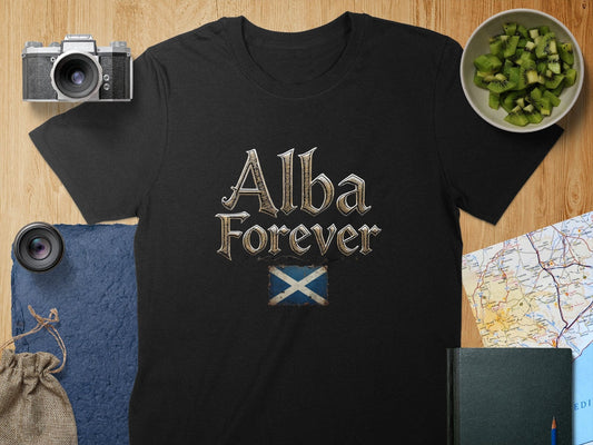 Physical Item S / Black Alba Forever Scottish Flag Humor T-Shirts