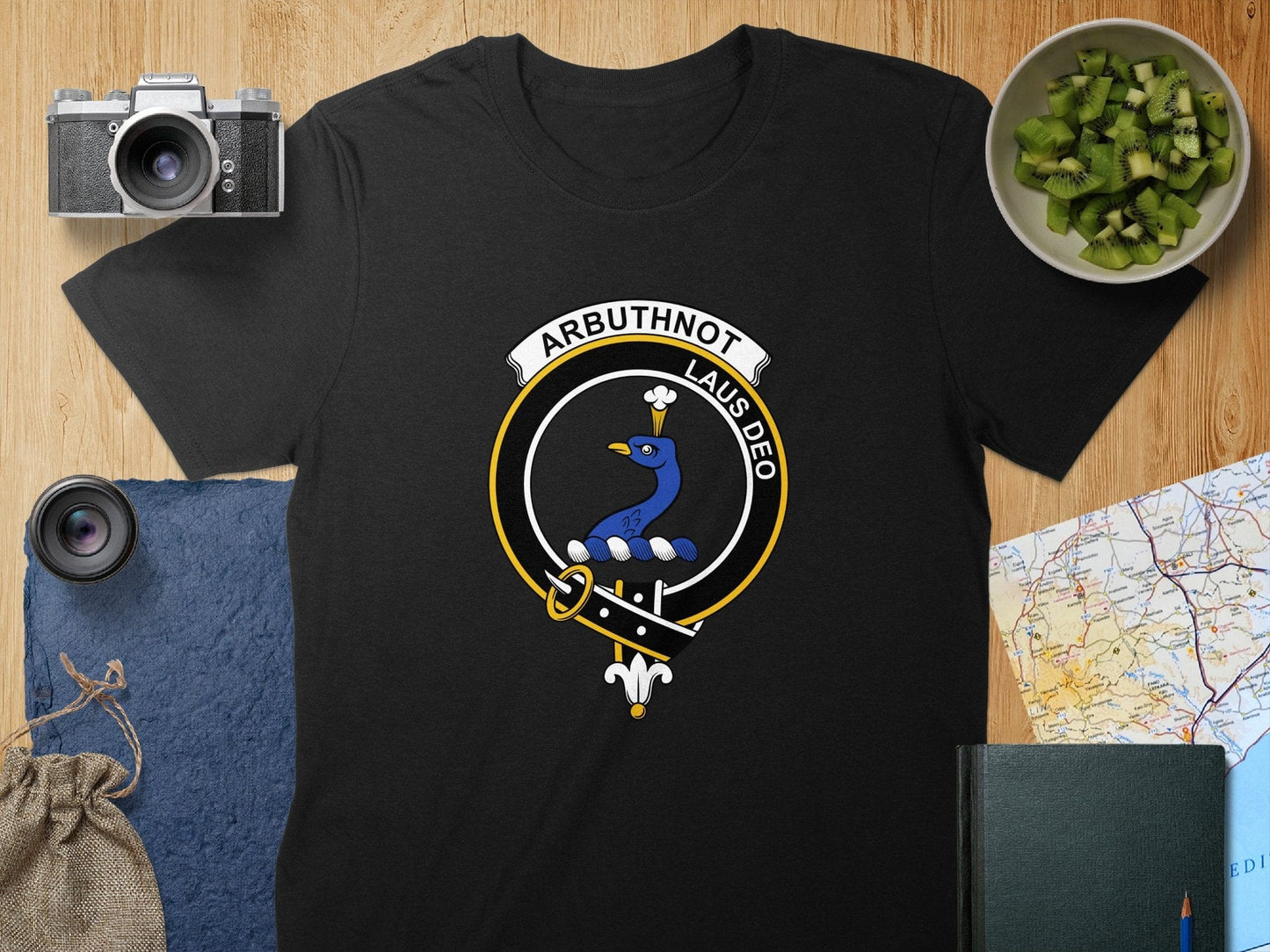 Physical Item S / Black Arbuthnot Clan Crest Blue Peafowl Scottish T-Shirt