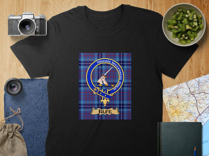 Physical Item S / Black Blue Clan Scottish Tartan Crest Unisex T-Shirt