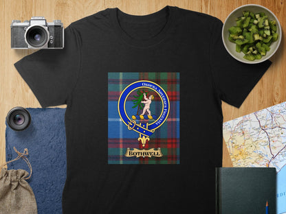 Physical Item S / Black Bothwell Clan Scottish Tartan Crest Unisex T-Shirt