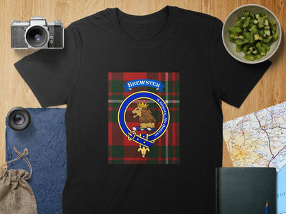 Physical Item S / Black Brewster Clan Scottish Tartan Crest Unisex T-Shirt