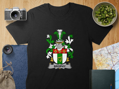 Physical Item S / Black Brophy Surname Irish Heraldry Unisex T-Shirt