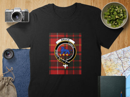 Physical Item S / Black Bruce Clan Scottish Tartan Crest Unisex T-Shirt