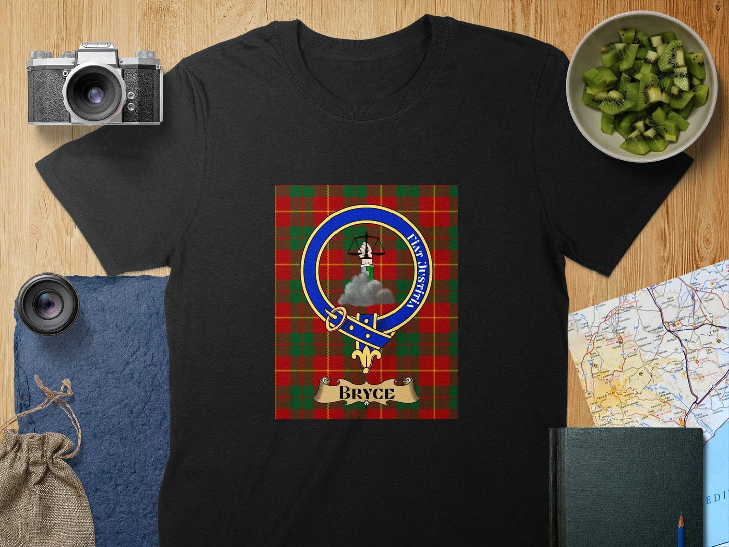 Physical Item S / Black Bryce Clan Scottish Tartan Crest Unisex T-Shirt