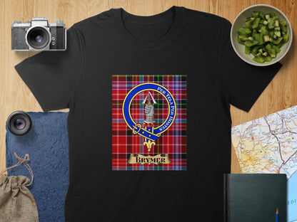 Physical Item S / Black Brymer Clan Scottish Tartan Crest Unisex T-Shirt