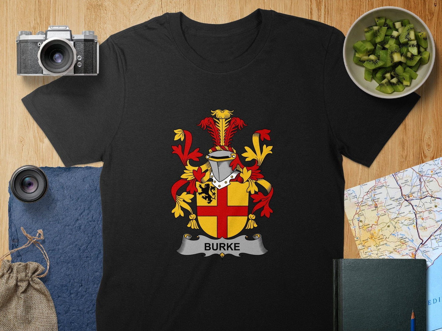 Physical Item S / Black Burke Surname Irish Heraldry Unisex T-Shirt