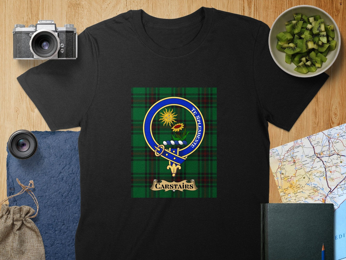 Physical Item S / Black Carstairs Clan Scottish Tartan Crest Unisex T-Shirt