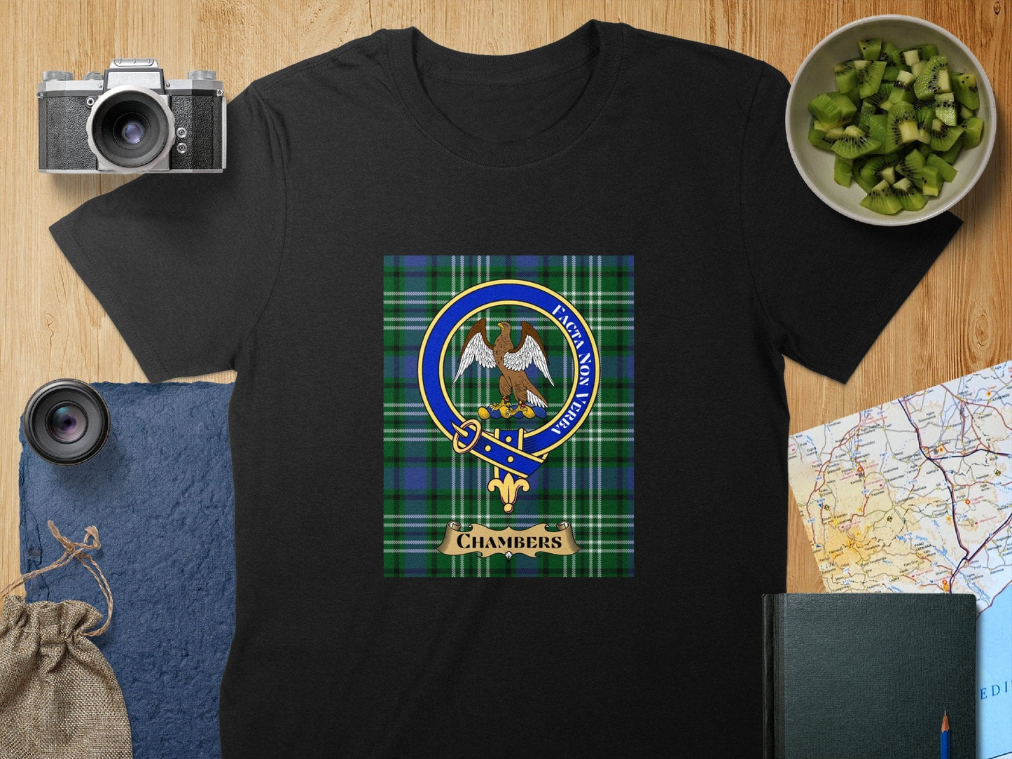 Physical Item S / Black Chambers Clan Scottish Tartan Crest Unisex T-Shirt