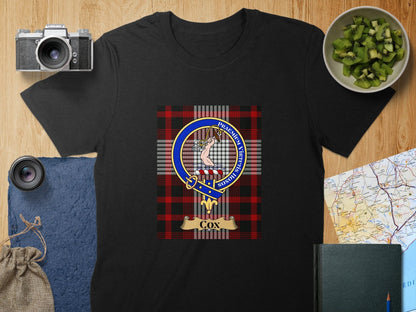 Physical Item S / Black Cox Clan Scottish Tartan Crest Unisex T-Shirt