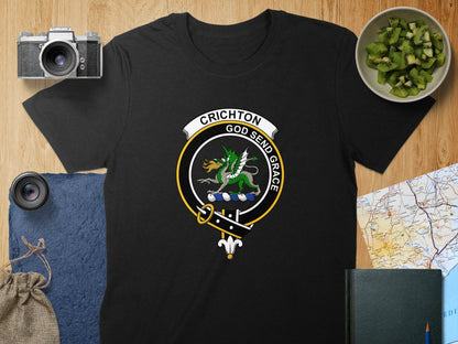 Physical Item S / Black Crichton Clan Crest Scottish Unisex T-Shirt