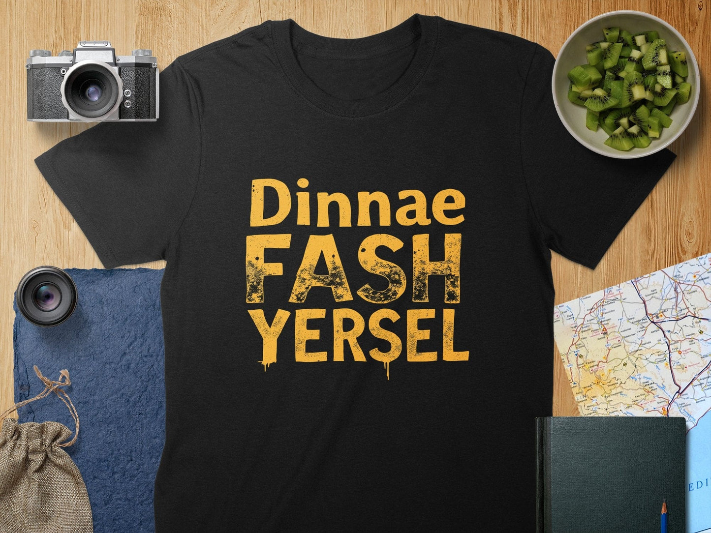 Physical Item S / Black Dinnae Fash Yersel Scottish Humor Graphic T-Shirt