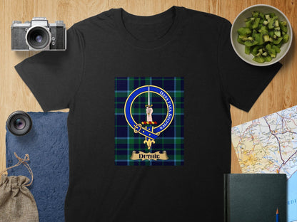 Physical Item S / Black Duthie Clan Scottish Tartan Crest Unisex T-Shirt