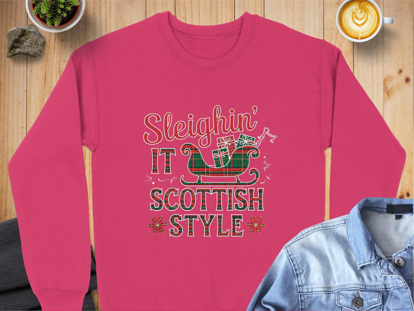 Physical Item S / Black Festive Sleighin It Scottish Style Christmas Sweatshirts